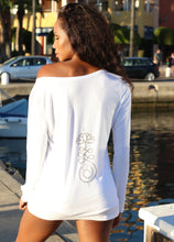 Load image into Gallery viewer, Ladies Lotus Flower and Sacred Geometry L/S T-Shirt