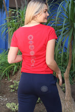 Load image into Gallery viewer, Ladies Red Chakra Round Neck T-Shirt