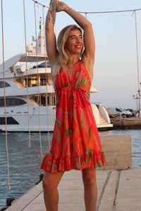 Tropical Sunset Silk Mini Ibiza Dress