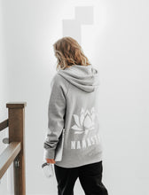 Load image into Gallery viewer, Unisex Melange Grey Namaste Zip Up Hoodie
