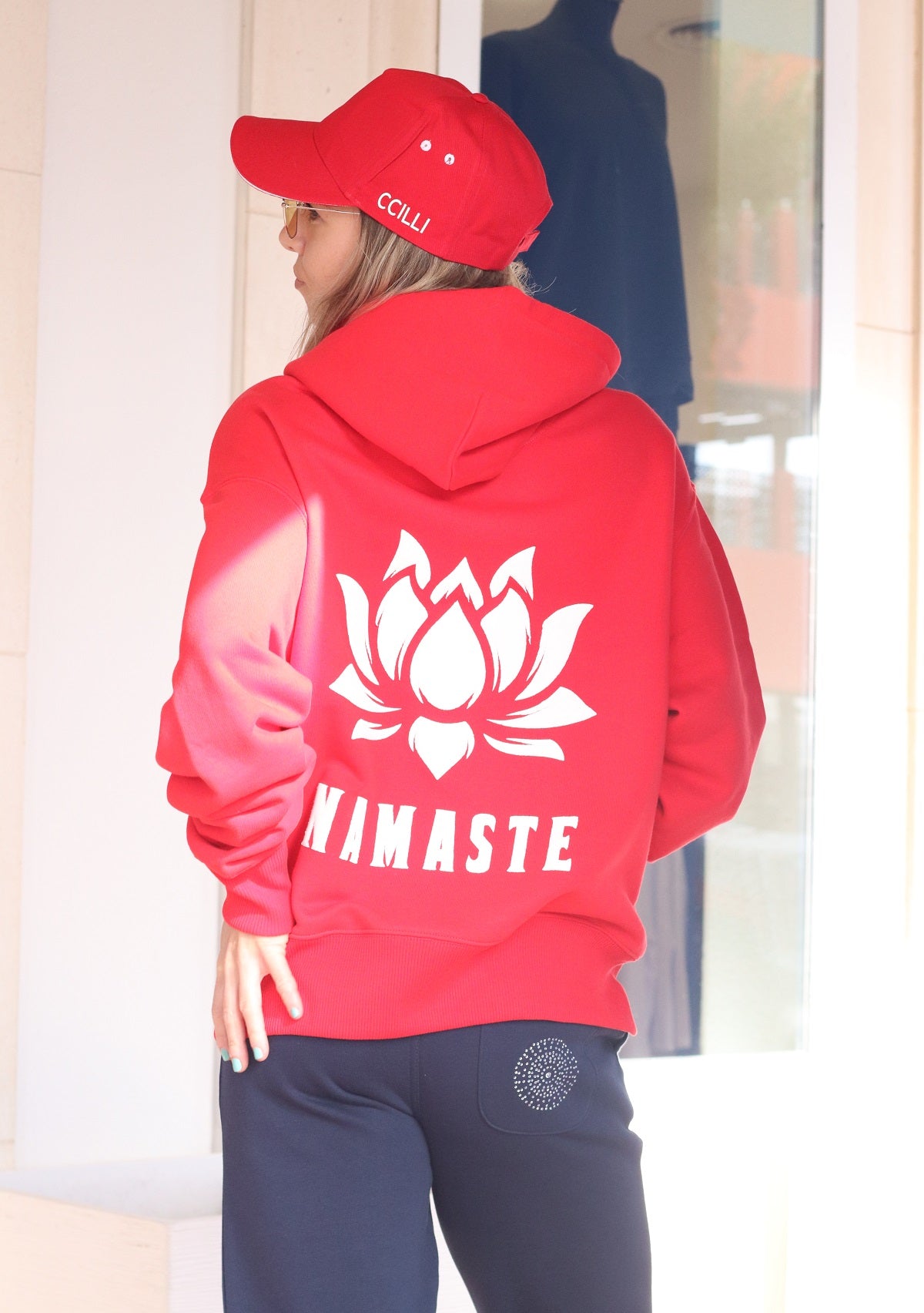 Unisex Red Namaste Hoodie – CCILLI