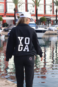 Unisex Black Yoga Zip Neck Sweater