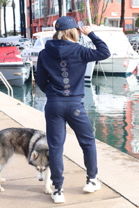 Unisex Navy Chakra Zip Up Hoodie