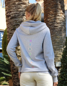 Unisex Melange Grey Iluminous Chakra Zip Up Hoodie