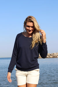 Ladies Navy Chakra Round Neck Sweater