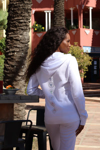 Unisex White Chakra Zip Up Hoodie