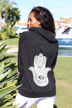 Load image into Gallery viewer, Unisex Hamsa Hand Black Hoodie
