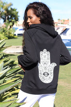 Load image into Gallery viewer, Unisex Hamsa Hand Black Hoodie
