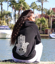 Load image into Gallery viewer, Unisex Hamsa Hand Black Hoodie
